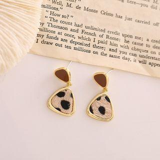 Leopard Print Geometric Drop Earring 1 Pair - Brown - One Size