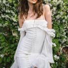 Long-sleeve Chiffon Blouse / Spaghetti Strap Mini Sheath Dress