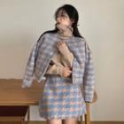 Houndstooth Cropped Coat + Skirt