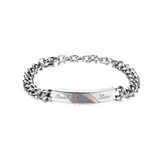 Fashion Romance Rose Gold Half Heart 316l Stainless Steel Bracelet Silver - One Size