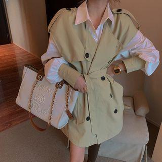 Puff-sleeve Shirtdress / Double-breasted Vest