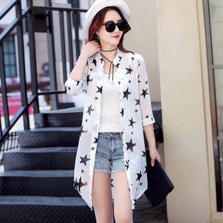 Printed 3/4-sleeve Long Shirt