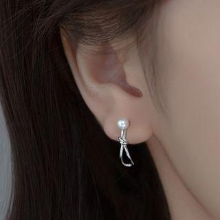 Faux Pearl Knot Sterling Silver Earring