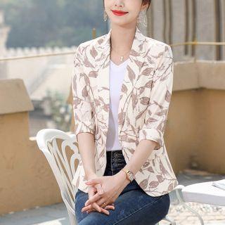 Print 3/4-sleeve Blazer