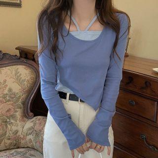 Asymmetrical Panel Mock Two-piece Top