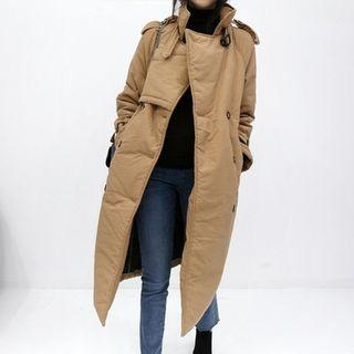 Double-breasted Padded Trench Coat With Belt