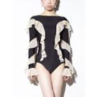 Frilled Long-sleeve Swimsuit