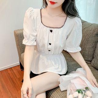 Short-sleeve Heart Accent Blouse