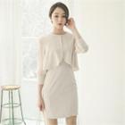 Set: Chiffon-sleeve Jacket + Sleeveless Sheath Dress