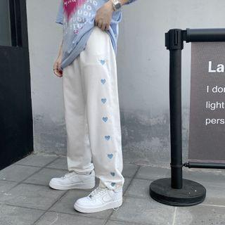 Heart Embroidery Harem Pants