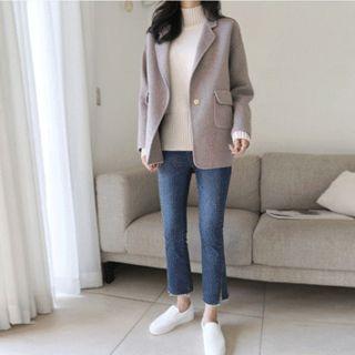 Flap-pocket Wool Jacket Lilac - S