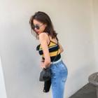 Spaghetti-strap Stripe Knit Camisole Top