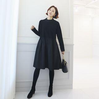 Frilled-detail Corduroy-panel Dress