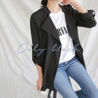 Open-front Epaulet Jacket Black - One Size