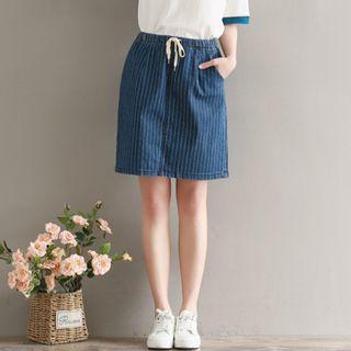 Pinstriped Denim Skirt