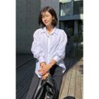 Puff-sleeve Hidden-button Shirt
