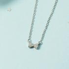 Bow Rhinestone Pendant Alloy Necklace Silver - One Size