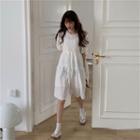Puff-sleeve Tiered A-line Dress