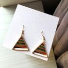 Striped Alloy Triangle Dangle Earring 1 Pair - As Shown In Figure - One Size