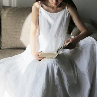 Spaghetti Strap Maxi Crinkled Dress