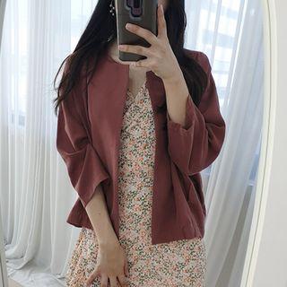 Petite Size Open-front Pleat-hem Jacket