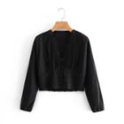 Long-sleeve Lace-up Buttoned Blouse