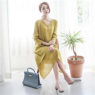 V-neck Asymmetric-hem Dress