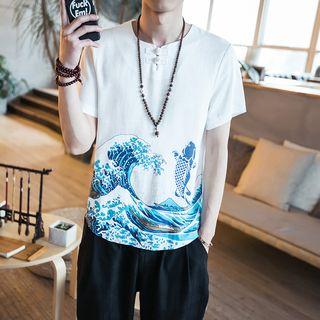 Wave Print Short Sleeve T-shirt