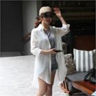 3/4-sleeve Sheer Long Shirt