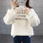 Faux Shearling Lettering Sweatshirt
