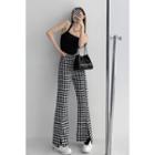 Argyle Slit-front Boot-cut Pants