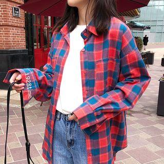 Long Sleeve Check Shirt Red - One Size