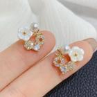 Faux Pearl Shell Flower Earring 1 Pair - As Shown In Figure - One Size