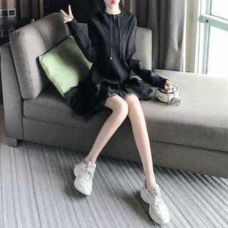 Half-zip Mesh Panel Hoodie Dress