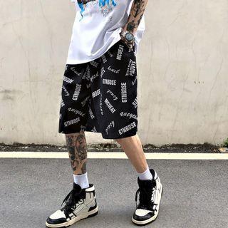 Letter Print Straight Leg Shorts