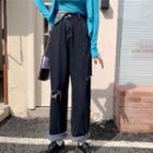 High-waist Distressed Loose Fit Wide Leg Jeans