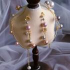 Set: Wedding Faux Pearl Headpiece + Dangle Earring Gold - One Size