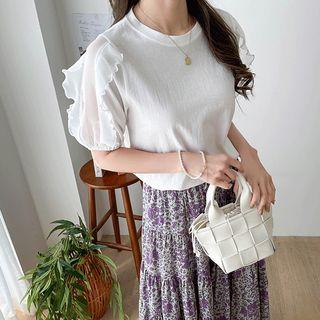 Square-neck Gingham A-line Dress With Sash