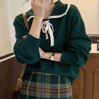 Tie Neck Sweater / A-line Skirt