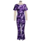 Short-sleeve Camouflage Print Wide Leg Jumpsuit