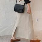 Pintuck-front Maxi Skirt With Belt
