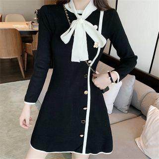 Long-sleeve Button Knit Dress
