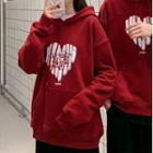 Couple Matching Heart Print Loose-fit Hoodie