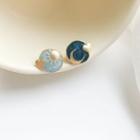 Moon & Star Asymmetrical Alloy Earring Eh1085 - 1 Pair - Stud Earring - Blue - One Size