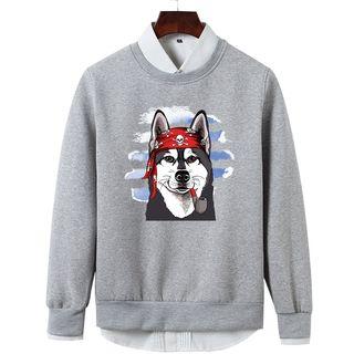 Long-sleeve Wolf Printed Top