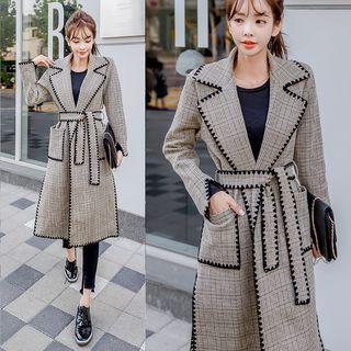 Notched-lapel Slit-hem Paneled Coat