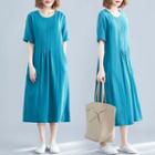 Plain Short-sleeve Medium Maxi Dress