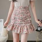 High-waist Ruffled Floral Printed Skirt