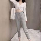 Twisted Long-sleeve Cropped Top / Leggings