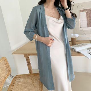 Linen Blend Long Open Cardigan